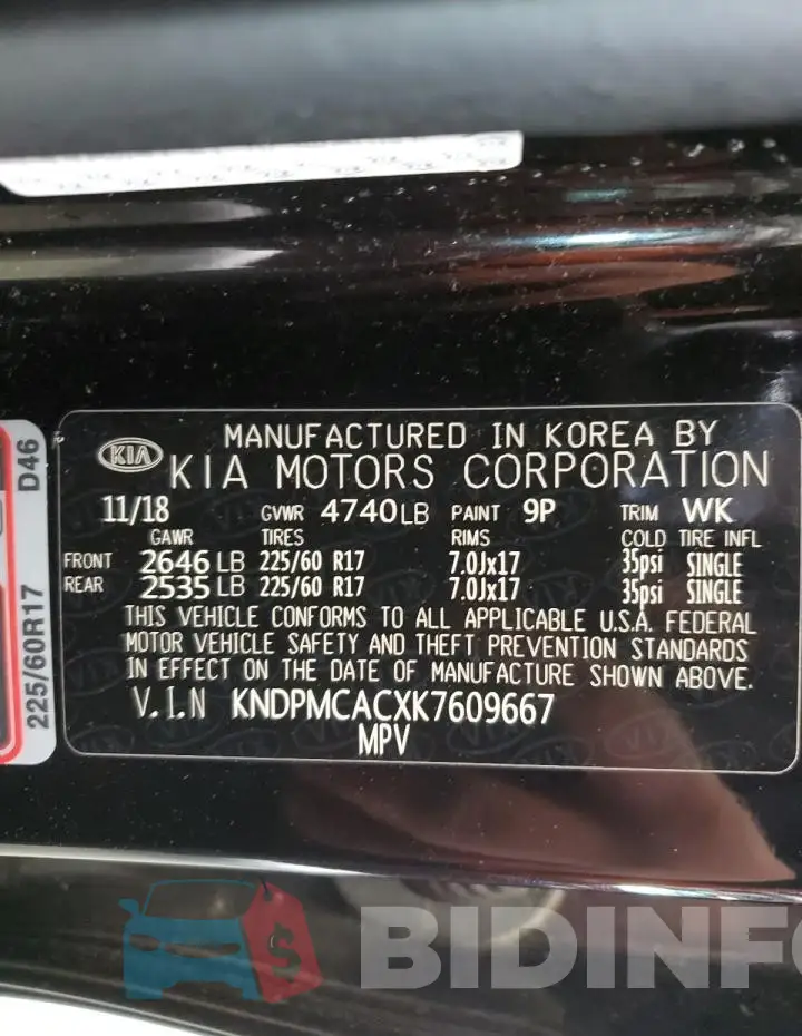 KNDPMCACXK7609667 Photo# 13