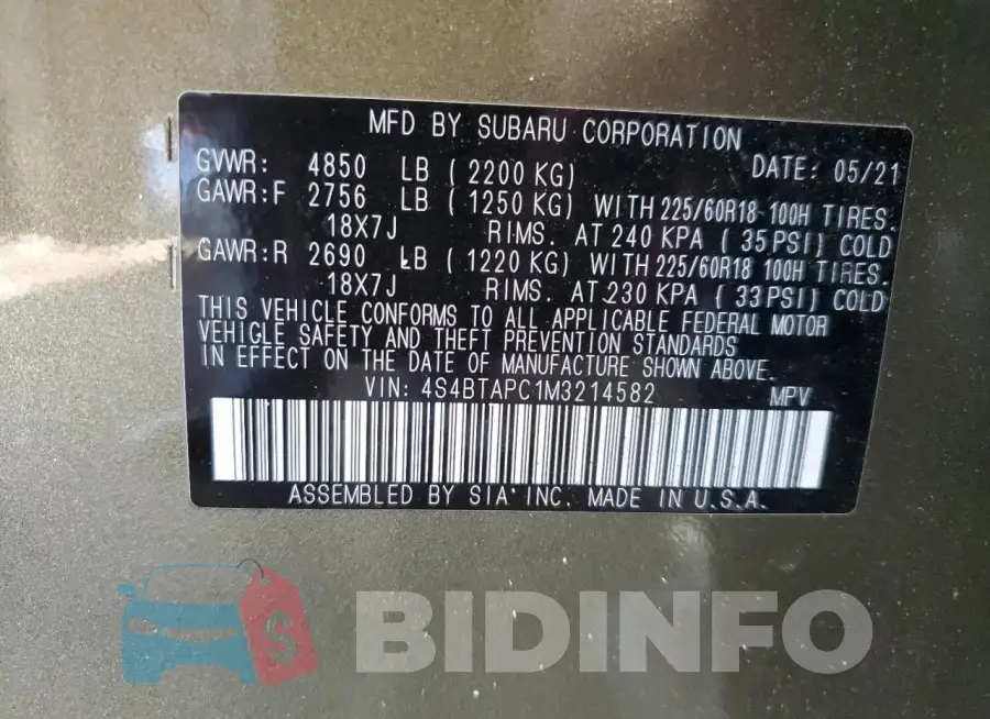 4S4BTAPC1M3214582 Photo# 13