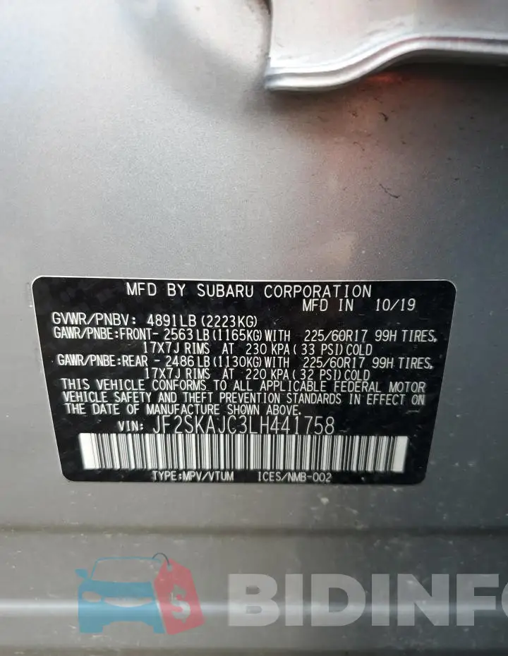 JF2SKAJC3LH441758 Photo# 14