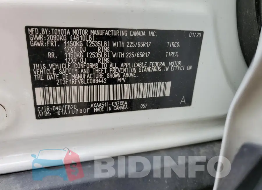 2T3F1RFV8LC088442 Photo# 14