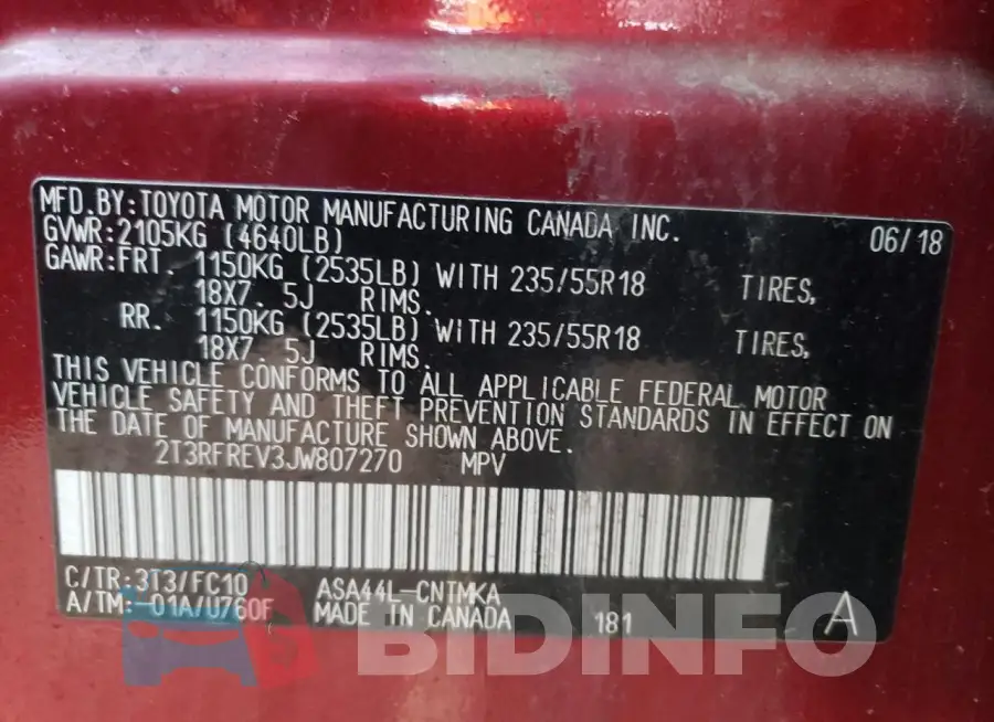 2T3RFREV3JW807270 Photo# 12