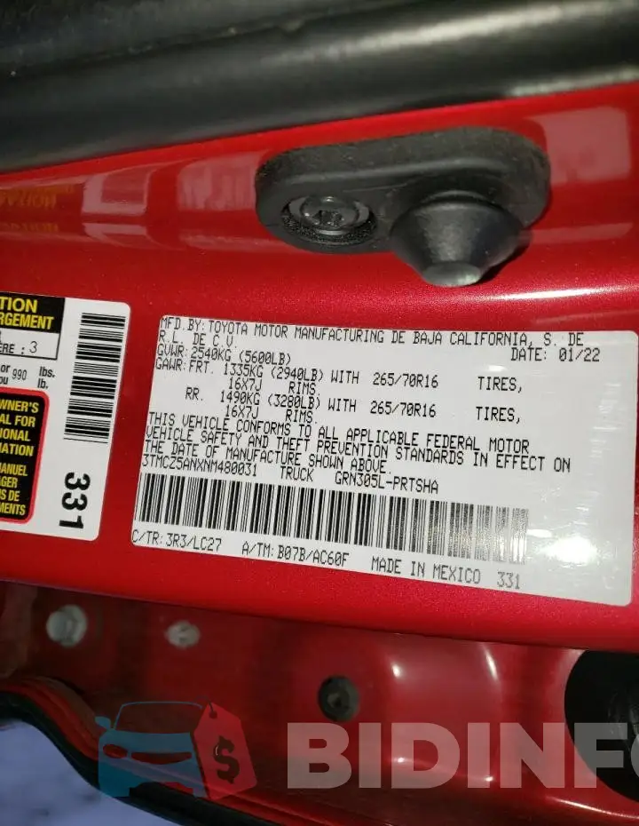 3TMCZ5ANXNM480031 Photo# 12