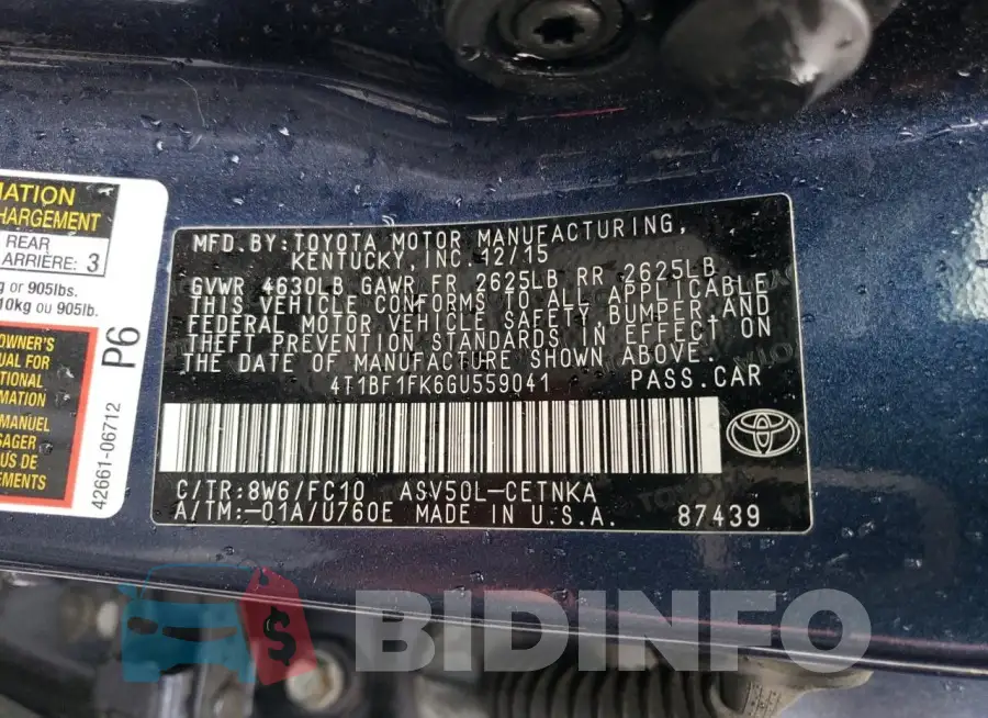 4T1BF1FK6GU559041 Photo# 13