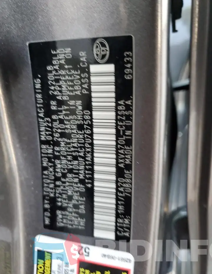 4T1T11AKXPU767580 Photo# 13