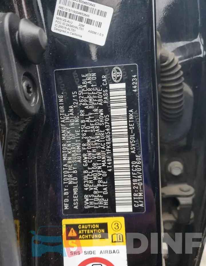 4T4BF1FK8GR543705 Photo# 13