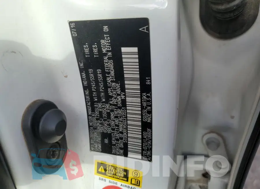 5TDDKRFH5GS313551 Photo# 14