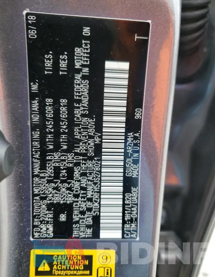 5TDKZRFH5JS278021 Photo# 13