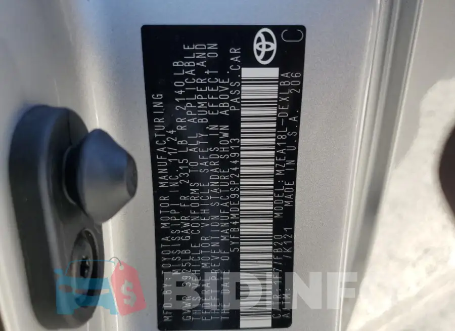 5YFB4MDE9SP244913 Photo# 12