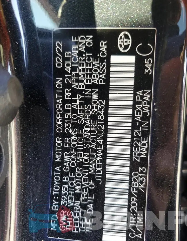 JTDEPMAE4NJ218432 Photo# 12