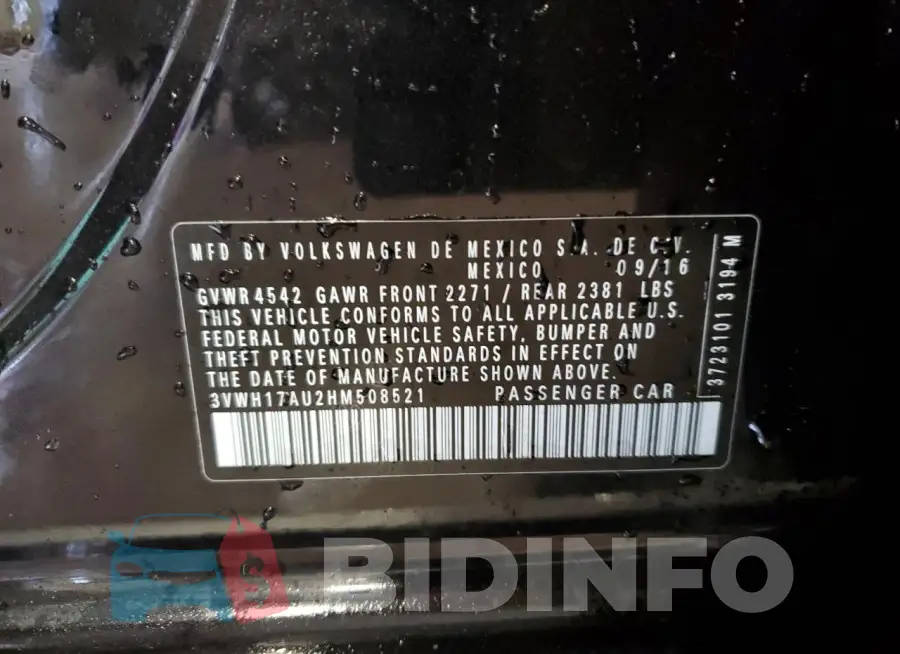 3VWH17AU2HM508521 Photo# 12