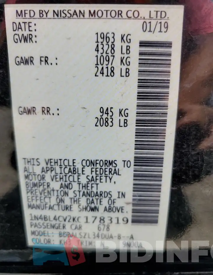 1N4BL4CV2KC178319 Photo# 12