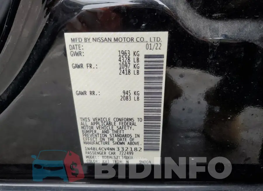 1N4BL4CV4NN332182 Photo# 12