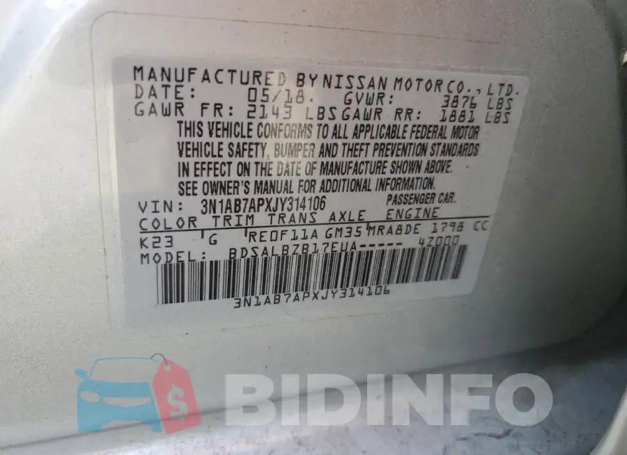 3N1AB7APXJY314106 Photo# 12