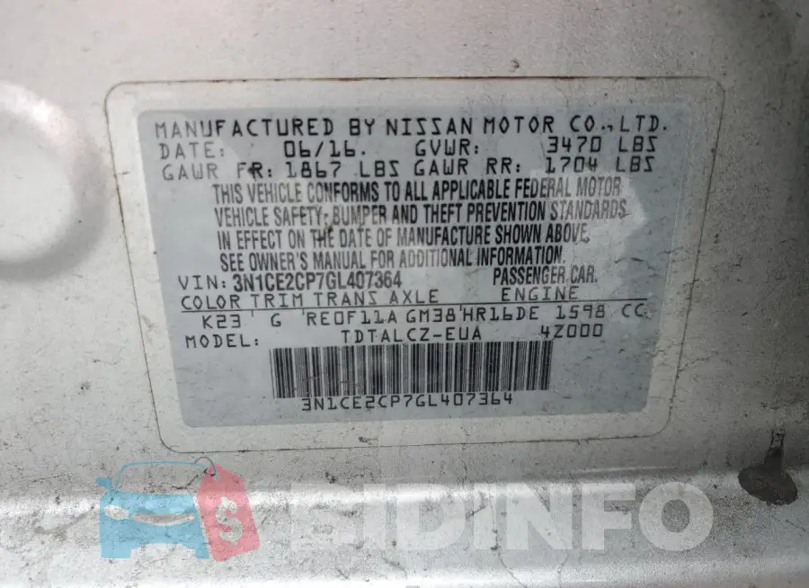 3N1CE2CP7GL407364 Photo# 12