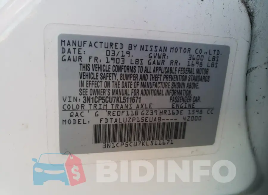 3N1CP5CU7KL511671 Photo# 12