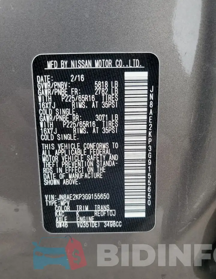 JN8AE2KP3G9155650 Photo# 13