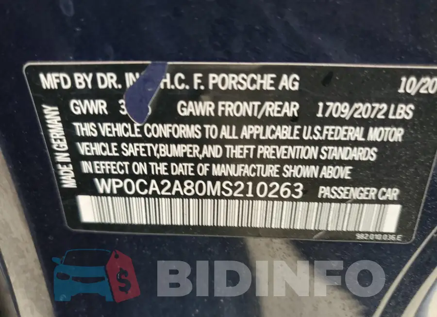 WP0CA2A80MS210263 Photo# 12