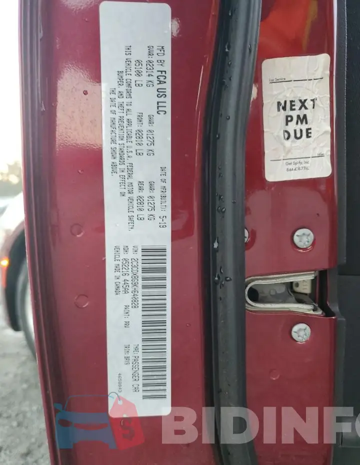 2C3CDXBG9KH640828 Photo# 12