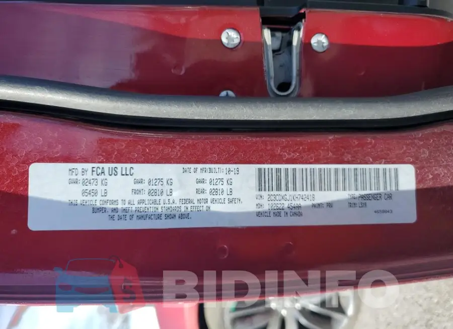 2C3CDXGJ1KH742418 Photo# 12