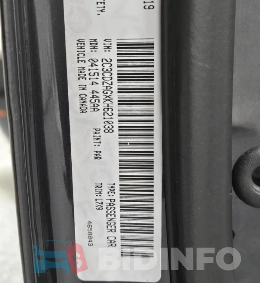 2C3CDZAGXKH621038 Photo# 10
