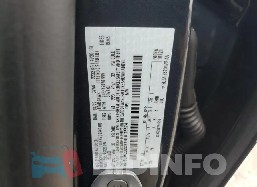 5LMCJ2D97NUL25574 Photo# 13