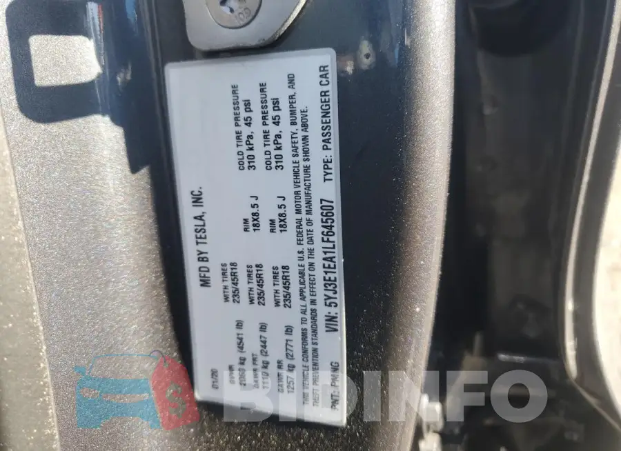 5YJ3E1EA1LF645607 Photo# 12
