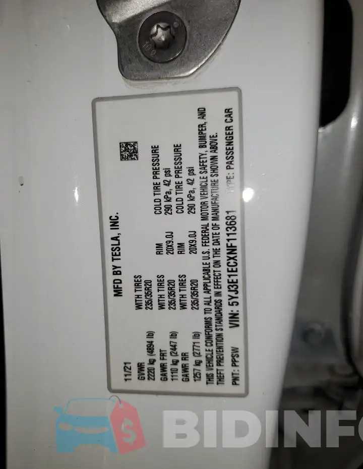 5YJ3E1ECXNF113681 Photo# 13