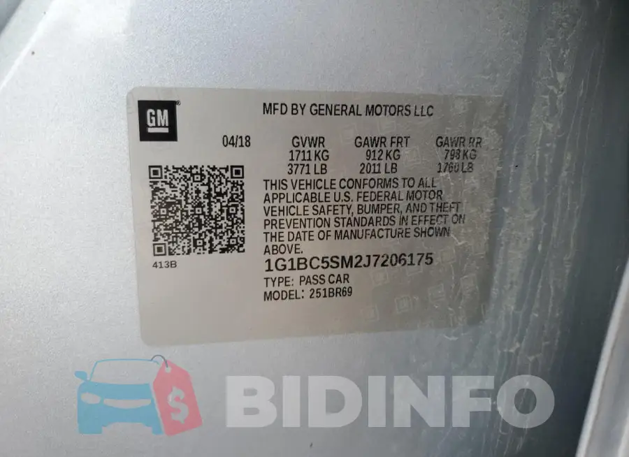1G1BC5SM2J7206175 Photo# 12