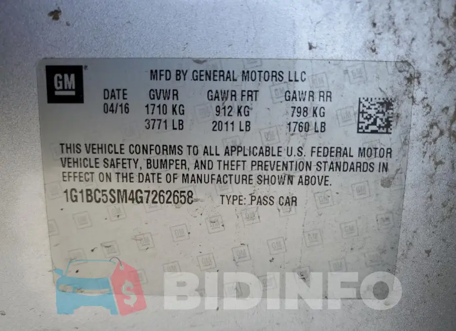 1G1BC5SM4G7262658 Photo# 12