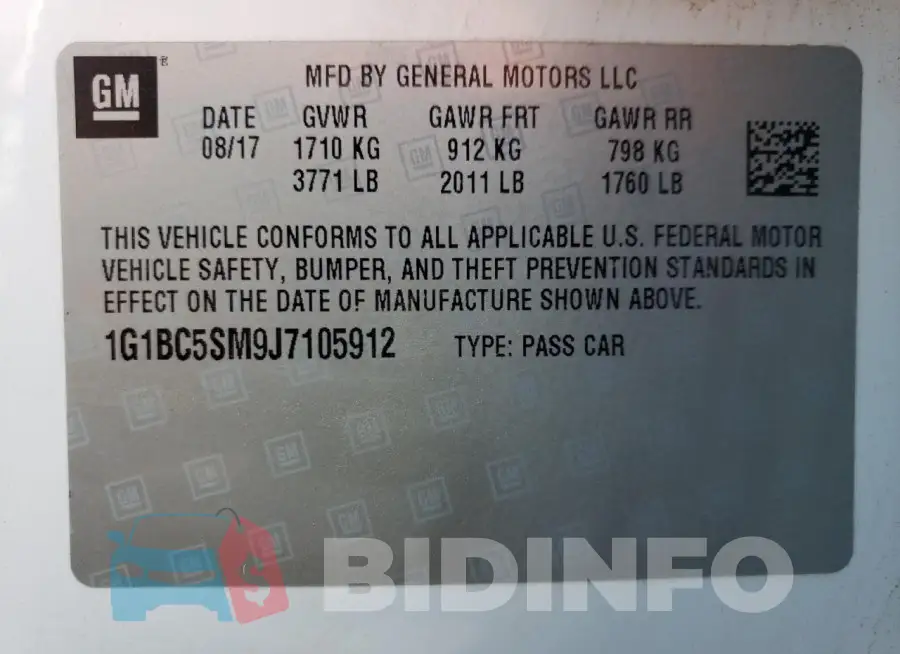 1G1BC5SM9J7105912 Photo# 13