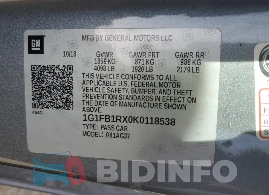 1G1FB1RX0K0118538 Photo# 12