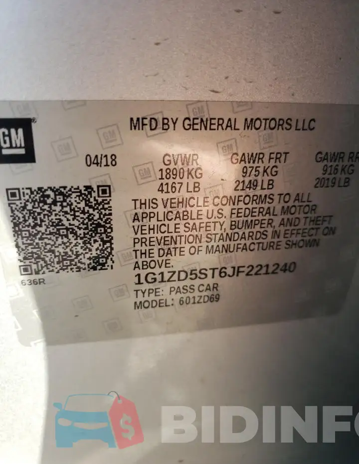 1G1ZD5ST6JF221240 Photo# 12