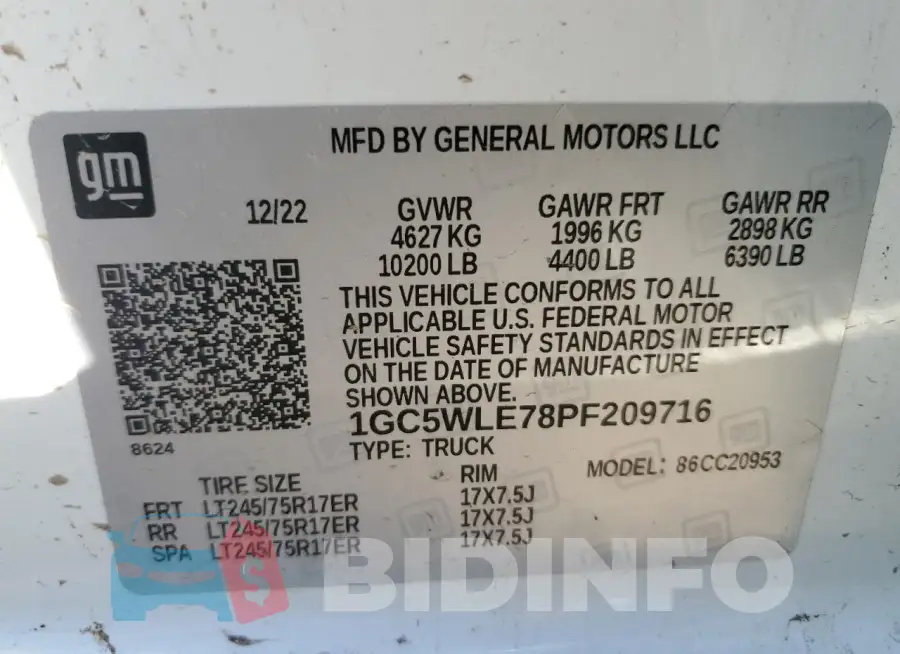 1GC5WLE78PF209716 Photo# 12