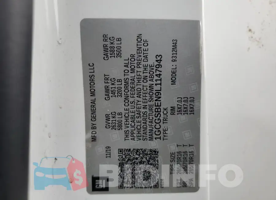 1GCGSBEN9L1147943 Photo# 12