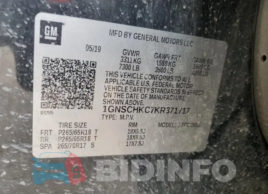 1GNSCHKC7KR371717 Photo# 13