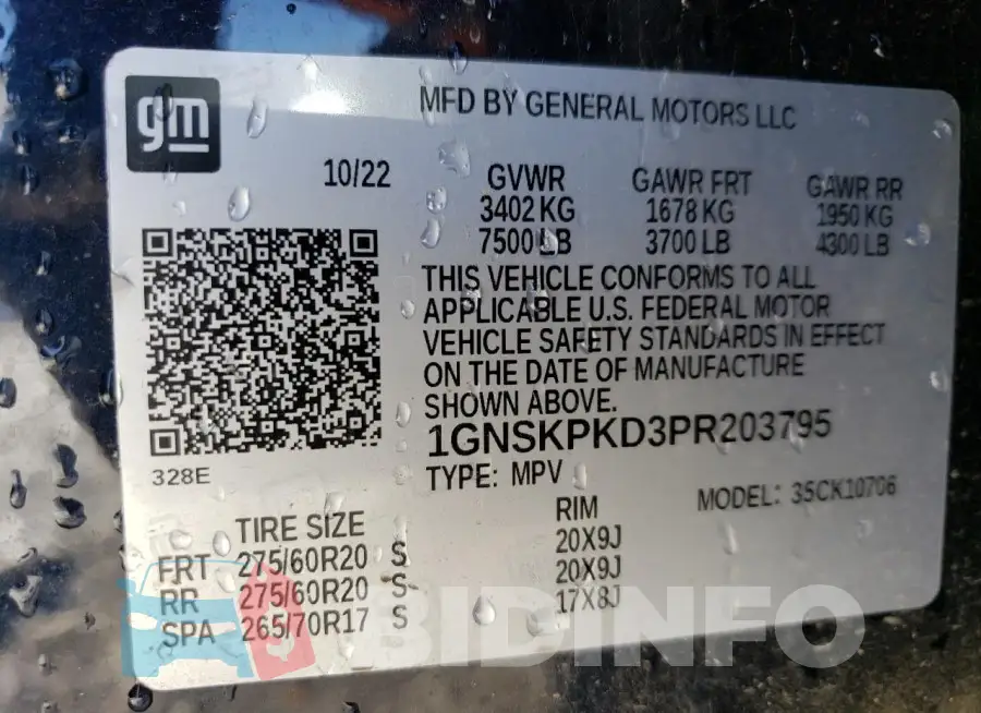 1GNSKPKD3PR203795 Photo# 14