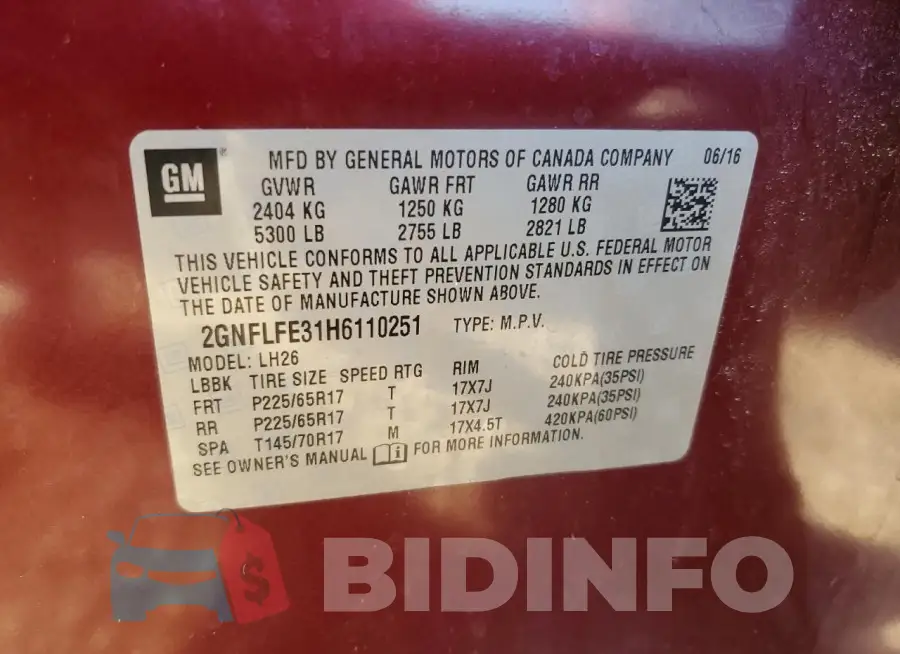 2GNFLFE31H6110251 Photo# 13