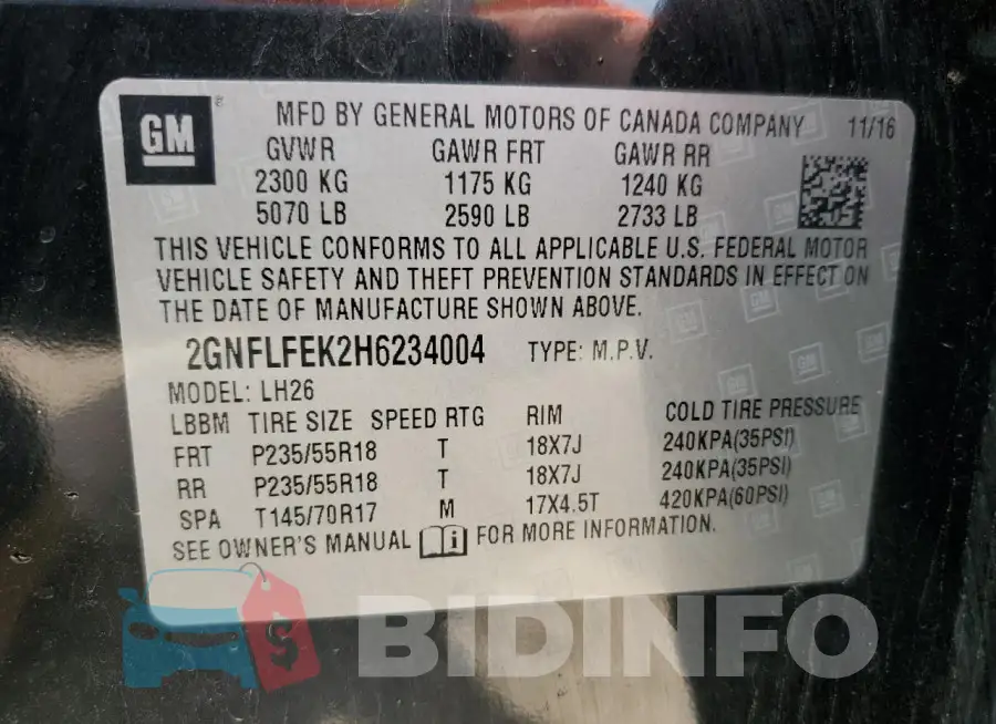 2GNFLFEK2H6234004 Photo# 14