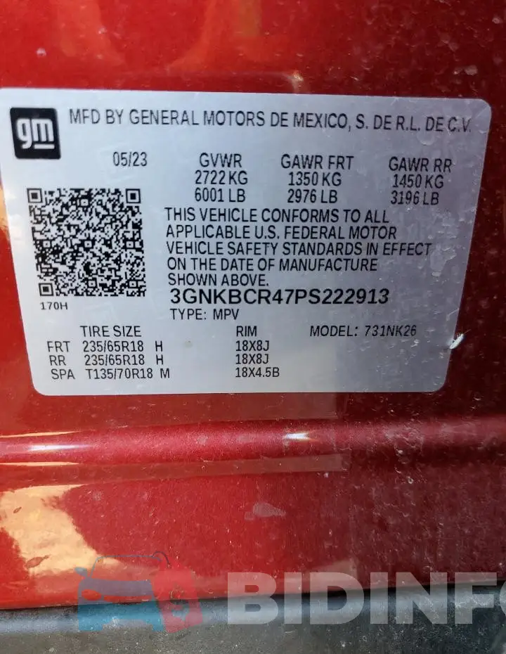 3GNKBCR47PS222913 Photo# 13