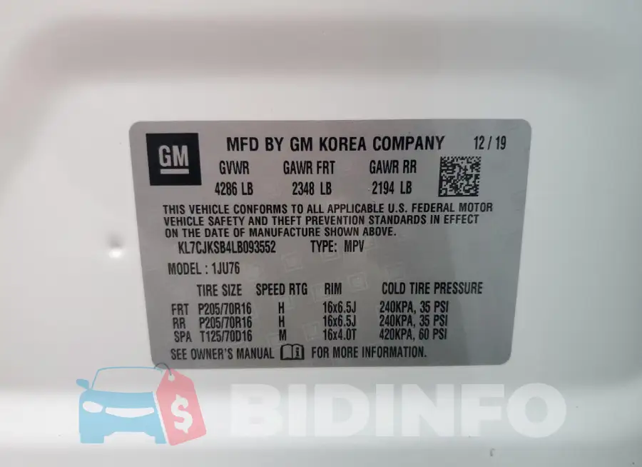 KL7CJKSB4LB093552 Photo# 13