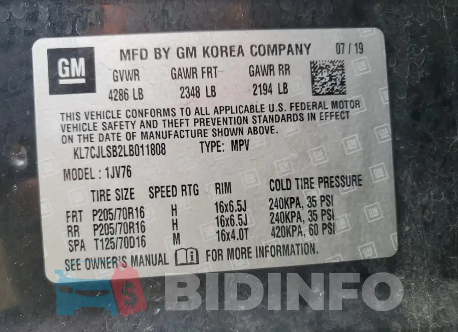 KL7CJLSB2LB011808 Photo# 14