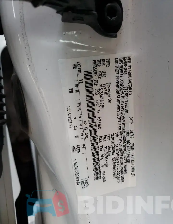 1FADP3F2XGL201670 Photo# 12