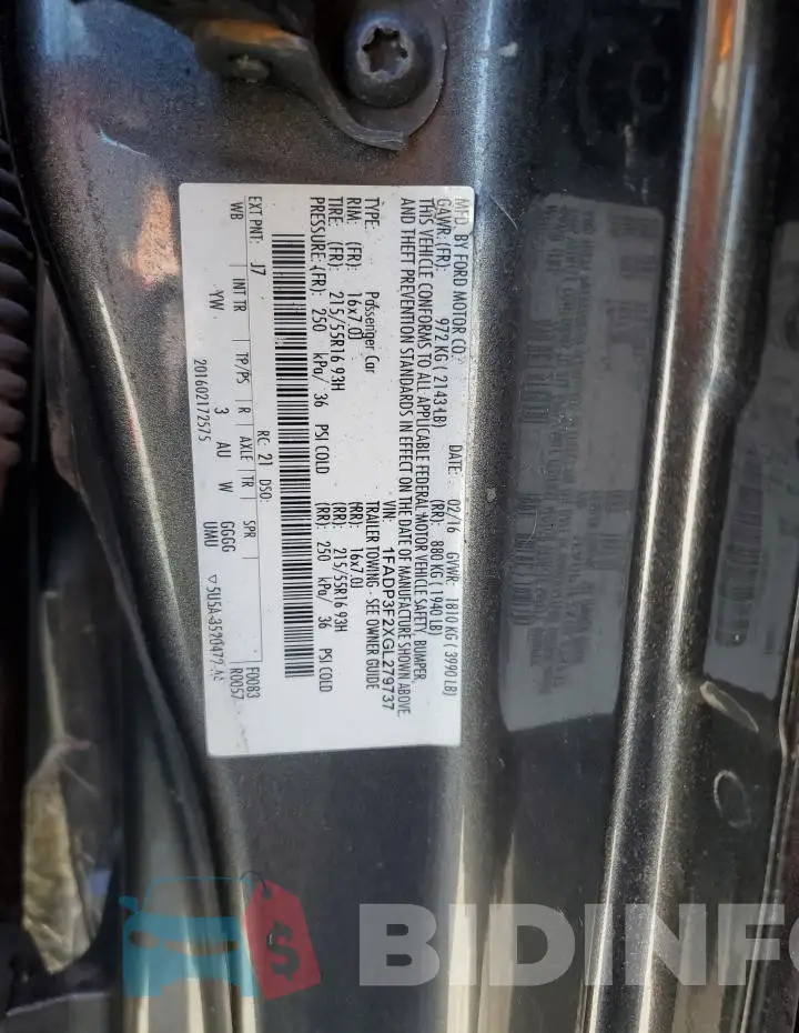 1FADP3F2XGL279737 Photo# 12