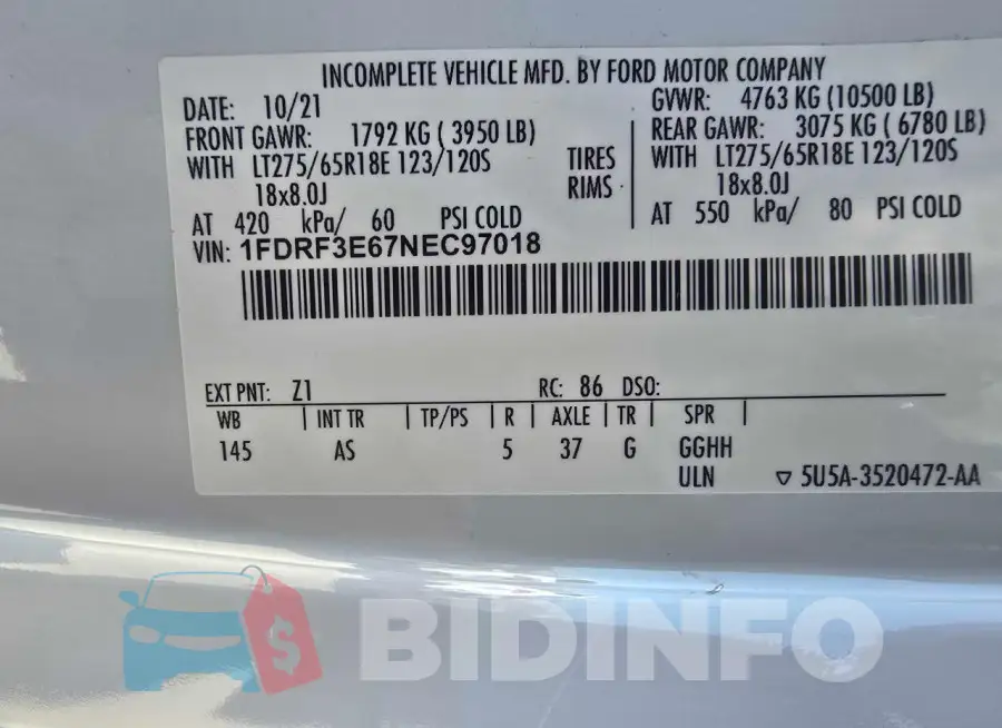 1FDRF3E67NEC97018 Photo# 10