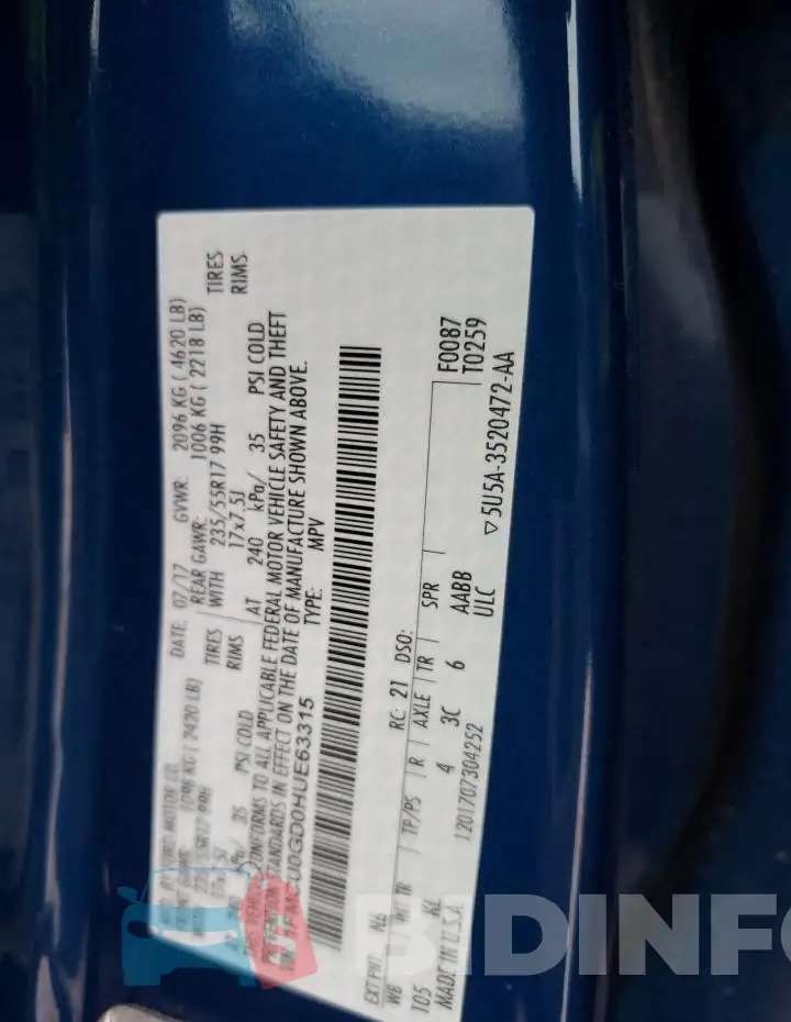 1FMCU0GD0HUE63315 Photo# 13