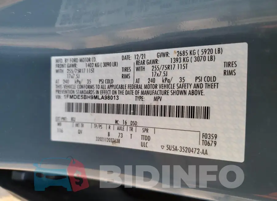 1FMDE5BH9MLA98013 Photo# 13