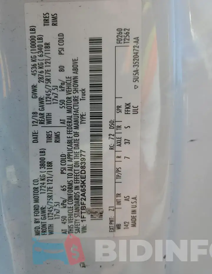 1FTBF2A65KED83977 Photo# 12