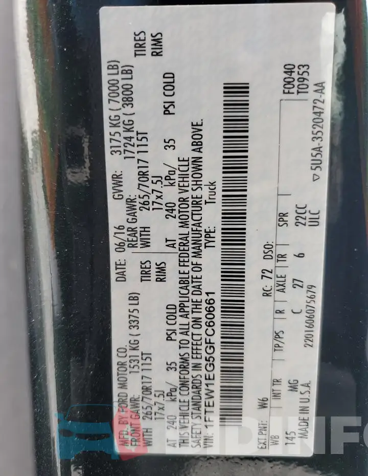 1FTEW1EG5GFC60661 Photo# 12