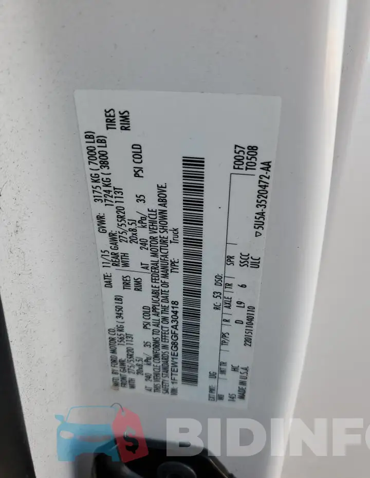 1FTEW1EG8GFA30418 Photo# 12