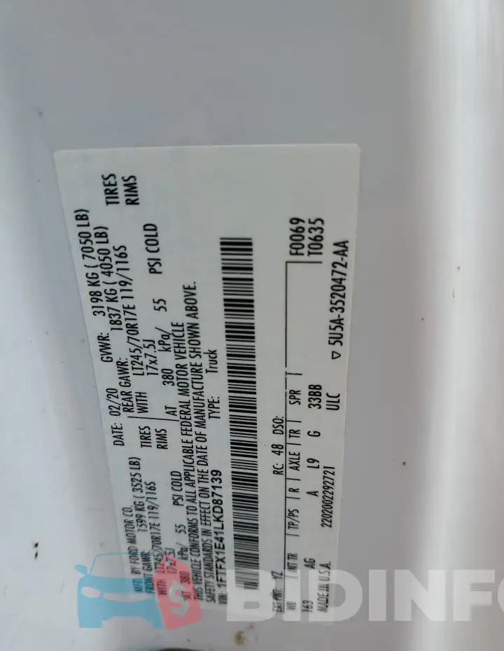 1FTFX1E41LKD87139 Photo# 12